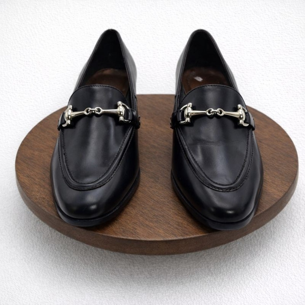 Westies Loafers Heels Brown Leather Silver Accents Classic Dress Shoes 7.5